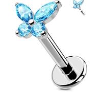 OUFER Body Piercing de Corps Labret : Bague à Lèvre en Titane 16G/1,2mm à Filetage Intérieur pour Helix, Tragus, Conch, Cartilage - Bijoux Papillon Méduse en Barre de 6/8/10/12mm pour Femmes