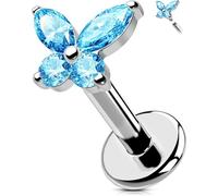 OUFER Body Piercing de Corps Labret : Bague à Lèvre en Titane 16G/1,2mm à Filetage Intérieur pour Helix, Tragus, Conch, Cartilage - Bijoux Papillon Méduse en Barre de 6/8/10/12mm pour Femmes