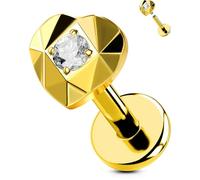 OUFER Body Piercing de Corps Labret : Studs en Titane G23 Cœur 16G 1,2mm à Filetage Intérieur pour Perçage des Lèvres, Bijoux de 6mm de Barre en Or, Argent, CZ, Méduse, Tragus, Helix, Cartilage