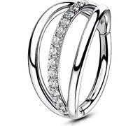 OUFER Body Piercing Helix Earring Hoop 16G 6mm Tragus Daith Piercings Jewellery CZ Rook Snug Hinged Clicker 316L Surgical Steel Cartilage Hoop Ring