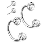 OUFER Body Piercing Horseshoe Nose Rings: 2PCS 316L Surgical Steel 20G Push Pin Nose Hoop For Women Men Threadless Horseshoe Septum Lip Eyebrow Helix Daith Ear Nostril Piercing Jewelry 7/8mm