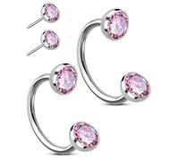 OUFER Body Piercing Horseshoe Nose Rings: 2PCS 316L Surgical Steel 20G Push Pin Nose Hoop For Women Men Threadless Horseshoe Septum Lip Eyebrow Helix Daith Ear Nostril Piercing Jewelry 7/8mm