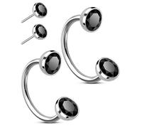 OUFER Body Piercing Horseshoe Nose Rings: 2PCS 316L Surgical Steel 20G Push Pin Nose Hoop For Women Men Threadless Horseshoe Septum Lip Eyebrow Helix Daith Ear Nostril Piercing Jewelry 7/8mm
