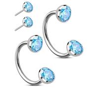 OUFER Body Piercing Horseshoe Nose Rings: 2PCS 316L Surgical Steel 20G Push Pin Nose Hoop For Women Men Threadless Horseshoe Septum Lip Eyebrow Helix Daith Ear Nostril Piercing Jewelry 7/8mm