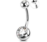 OUFER Body Piercing Internally Belly Bars 10 12 14mm Belly Button Bars 14G 316L Stainless Steel Navel Bars Extra Long Navel Piercing Jewellery Belly Button Ring