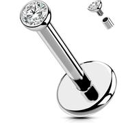 OUFER Body Piercing Internally Helix Earring Jewellery Titanium Lip Stud 18G 6/8/10/12mm Tragus Conch Lobe Bar CZ Labret Piercing Jewellery Nose Stud Nostril Piercings Women Men