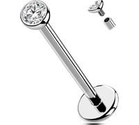 OUFER Body Piercing Internally Helix Earring Jewellery Titanium Lip Stud 18G 6/8/10/12mm Tragus Conch Lobe Bar CZ Labret Piercing Jewellery Nose Stud Nostril Piercings Women Men