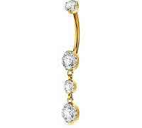 OUFER Body Piercing Internally Nabelpiercing Titan 16mm Bauchnabelpiercing Gold Dangle Navel Piercing Jewellery 14G Belly Bars Clear CZ Nave Bars Piercing Jewellery