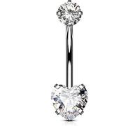 OUFER Body Piercing Internally Solid Titanium 14mm Belly Button Bars Extra Long Navel Bars 14G Belly Bars Belly Button Ring Navel Piercing Jewellery