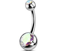 OUFER Body Piercing Internally Thread Belly Button Bars 10MM Navel Rings Titanium Belly Bars 14G Navel Piercings Barbell 1.6mm CZ Navel Bars Ring Belly Button Jewellery