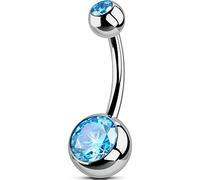 OUFER Body Piercing Internally Thread Belly Button Bars 10MM Navel Rings Titanium Belly Bars 14G Navel Piercings Barbell 1.6mm CZ Navel Bars Ring Belly Button Jewellery