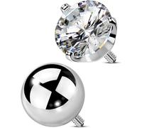 OUFER Body Piercing Internally Threaded Replacement Balls 2PCS Titanium 14G 5mm for Belly Bars Navel Piercing Jewellery Clear CZ Gem 1.6mm