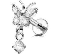 OUFER Body Piercing Labret Bijoux : Bague de lèvre en Titane 16G/1,2mm à filetage interne pour Helix Tragus Conch Cartilage Boucles d'oreilles pour femmes avec papillon et méduse barre de lèvre de 6mm