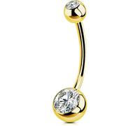 OUFER Body Piercing Nabelpiercing Internally Bauchnabelpiercing 10/12/14/16mm Belly Button Bars 14G 316L Stainless Steel Gold Extra Long Navel Belly Piercing Jewellery Belly Button Ring