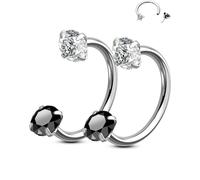 OUFER Body Piercing Nose Hoop Corporel 2 Pièces Boucles en Acier Chirurgical 316L Fer à Cheval pour Nez Lèvre sourcil Oreille Helix Daith 20G 7mm/8mm CZ Sans Filetage Horseshoe Rings