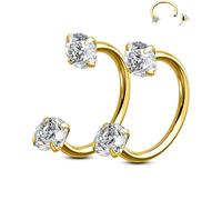 OUFER Body Piercing Nose Hoop Corporel 2 Pièces Boucles en Acier Chirurgical 316L Fer à Cheval pour Nez Lèvre sourcil Oreille Helix Daith 20G 7mm/8mm CZ Sans Filetage Horseshoe Rings
