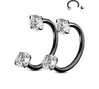 OUFER Body Piercing Nose Hoop Corporel 2 Pièces Boucles en Acier Chirurgical 316L Fer à Cheval pour Nez Lèvre sourcil Oreille Helix Daith 20G 7mm/8mm CZ Sans Filetage Horseshoe Rings