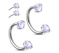 OUFER Body Piercing Nose Hoop Corporel 2 Pièces Boucles en Acier Chirurgical 316L Fer à Cheval pour Nez Lèvre sourcil Oreille Helix Daith 20G 7mm/8mm CZ Sans Filetage Horseshoe Rings