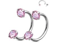 OUFER Body Piercing Nose Hoop Corporel 2 Pièces Boucles en Acier Chirurgical 316L Fer à Cheval pour Nez Lèvre sourcil Oreille Helix Daith 20G 7mm/8mm CZ Sans Filetage Horseshoe Rings