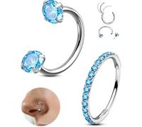 OUFER Body Piercing Nose Ring: 2pcs 316L Stainless Steel Horseshoe Hoops 20G Threadless Nostril Piercings Jewellery Sets Hinged Segment Helix Septum Lip Eyebrow Rook Daith Earrings 6-8mm