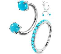 OUFER Body Piercing Nose Ring: 2pcs 316L Stainless Steel Horseshoe Hoops 20G Threadless Nostril Piercings Jewellery Sets Hinged Segment Helix Septum Lip Eyebrow Rook Daith Earrings 6-8mm