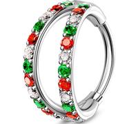 OUFER Body Piercing Nose Ring Hoops 20G 316L Stainless Steel 6/7/8mm Nose Piercing Jewellery Christmas CZ Nostril Piercing Jewelry Helix Daith Septum Tragus Hoops