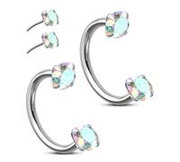 OUFER Body Piercing Nose Rings: 2PCS 316L Surgical Steel Horseshoe Hoops 20G Push Pin Threadless Nose Rings For Women Men CZ Horseshoe Septum Lip Eyebrow Helix Daith Ear Piercing Jewelry 7/8mm