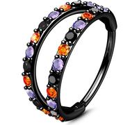OUFER Body Piercing Nose Rings, 316L Surgical Steel 20G Double Hoop Nose Rings Black Orange Purple CZ, Hinged Segment Clicker Helix Cartilage Conch Rook Daith Piercing Jewelry 6/7/8MM Halloween