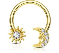 OUFER Body Piercing Piercing Daith Bijoux 16G Anneaux de Septum, Acier Inoxydable 316L Boucle d'Oreille Hélix Design Étoile et Lune Anneau de Nez Tragus Daith Snug Conque Piercing Bijoux, 10 mm