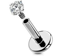 OUFER Body Piercing Piercing de lèvre en titane 16 g avec zircone cubique transparente pour hélix, labret, tragus, conque, cartilage