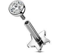 OUFER Body Piercing Piercing labret en titane pour hélix 16 g avec zircone cubique transparente 5/6/8/10/12 mm Helix Tragus Conch Lip Labret Piercing Stud Bar Jewellery
