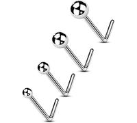 OUFER Body Piercing Piercing nasal en titane massif 20G stud pour nez épingle en os anneaux pour narine (4 pièces) bijoux de piercing en forme de L pour nez pour femmes et hommes