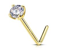 OUFER Body Piercing Piercing Nez 22G Nose Bar Gold Nose Piercing Stud Jewellery 14K Gold L Shape Nose Stud Ring Nose Pin Bone Jewellery