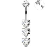 OUFER Body Piercing Piercing Nombril Internally Belly Bars Titanium Belly Button Bars 14G Heart Dangle Navel Bars Navel Belly Piercing Jewellery Belly Button Ring