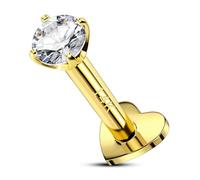 OUFER Body Piercing Push in Labret Piercing Stud Earring 14K Gold Helix Piercing Jewellery 16G Tragus Earring Heart Threadless Cartilage Earrings