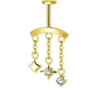 OUFER Body Piercing Push in Vertical Helix Earring 316L Stainless Steel | Hypoallergenic 16G 1.2mm 6mm threadless Labret Stud Dangle Chain CZ Easy Pain Free for Helix Lip Tragus Left Right Ear