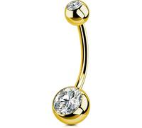 OUFER Body Piercing Threadless Navel Bars 10/12/14/16mm Push in Titanium Belly Button Bars Gold Navel Piercing Jewellery 14G Belly Button Ring Belly Piercing