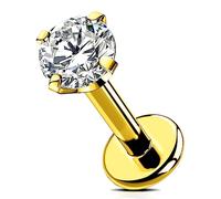 OUFER Body Piercing Titanium Internally Lip Bars Labret Stud Piercing 6mm/8mm/10mm/12mm Helix Earring 16G Tragus Earring Piercing Jewellery Gold Tragus Helix Conch Lip Piercing Bars