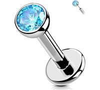 OUFER Body Piercing Titanium Push In Labret Lip Stud Bar 6/8/10/12mm Helix Piercing Theadless Tragus Labret Lip Earring Jewellery 16G Cartilage Earring