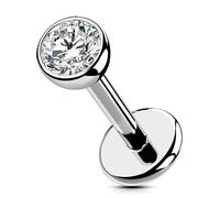 OUFER Body Piercing Titanium Push in Labret Piercing Stud Jewellery 18G 5/6/8/10/12mm Lip Labret Stud Tragus Helix Cartilage Stud Bar Piercing Jewellery