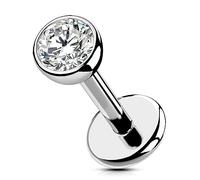 OUFER Body Piercing Titanium Push in Labret Piercing Stud Jewellery 18G 5/6/8/10/12mm Lip Labret Stud Tragus Helix Cartilage Stud Bar Piercing Jewellery