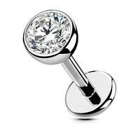 OUFER Body Piercing Titanium Threadless Labret Piercing Stud Jewellery 18G 5/6/8/10/12mm Lip Labret Stud Tragus Helix Cartilage Stud Bar Piercing Jewellery