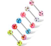 OUFER Body Piercing Tongue Piercing Jewellery Bar 14G 16mm 6pcs Nipple Ring