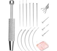 OUFER Ensemble de Pinces pour Piercing Acier Chirurgical Aiguille Guide de Perçage 16G 18G 20G Pince pour Billes Outil de Piercing pour Ouvrir et Changer Accessoires de Kit pour Oreille, Nez, Lèvre