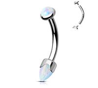 OUFER G23 Titanium Curved Barbell Rook Daith Helix Piercing Jewellery Earring 16G Internally Threaded Opal Bar 8mm Vertical Labret Bottom Lip Orbital Conch Ring Tragus Eyebrow Bar Women Men Gift