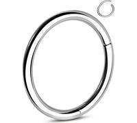 OUFER G23 Titanium Nose Ring Clicker Hoop 8mm Cartilage Earrings Silver Helix Piercing Jewellery 18G Daith Rook Conch Hinged Nostril 1.0mm for Men Women Gift 6-12mm