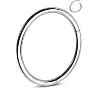 OUFER G23 Titanium Nose Ring Clicker Hoop Cartilage Earrings Silver Gold Helix Piercing Jewellery 20G Daith Rook Conch Hinged Nostril 0.8mm for Men Women Gift