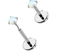 OUFER Lot de 2 piercings de nez et de lèvre en titane massif G23 sans filetage pour nez, narine, lèvre, labret, médusa, monroe, hélix, cartilage, tragus, conque, lobe pour homme et femme, 2pcs, 16g