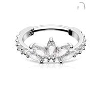 OUFER Lotus Piercing Helix Anneau 16G Daith Bijoux Acier Chirurgical 316L Anneau Piercing Oreille Cartilage CZ Transparent Septum Clicker Boucle d'oreille pour Femmes 10 mm