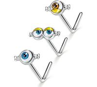 OUFER | Minions Licensed 3PCS Nose Stud, L Shape Nose Piercing Jewelry